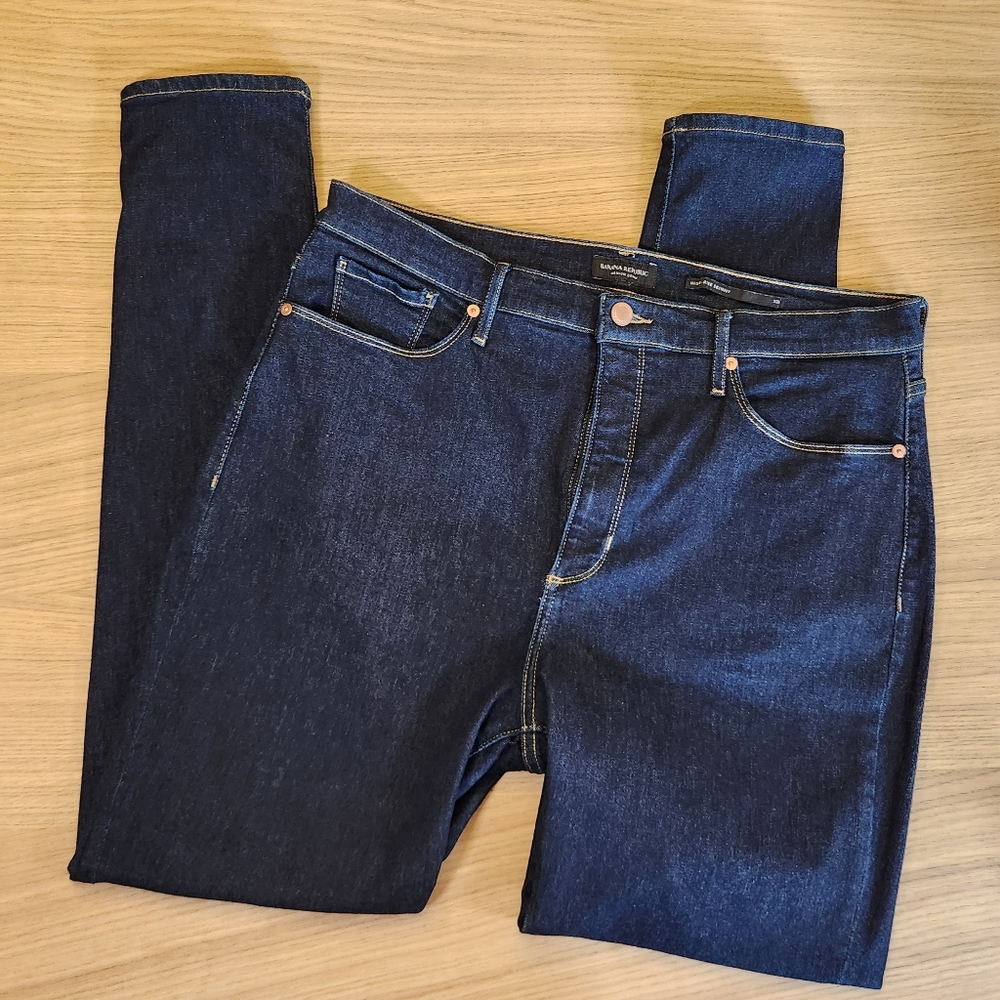 Like New Banana Republic high rise skinny dark blue denim jeans 33L